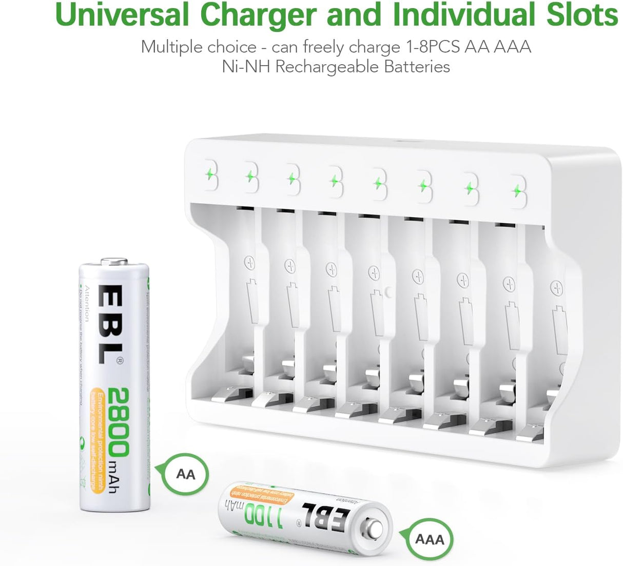 EBL adapter + 8 ədəd AA batareya (2800 mAh)