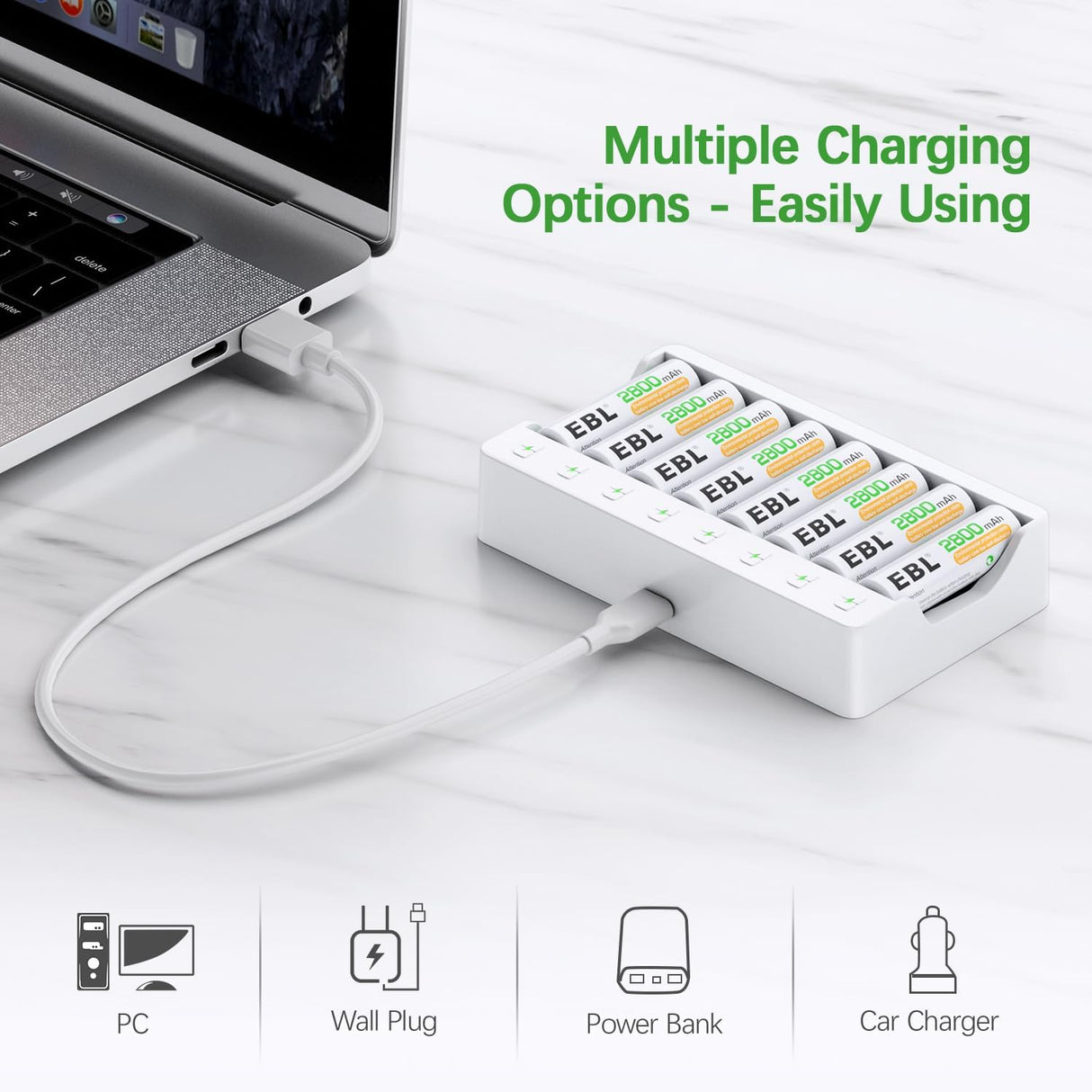 EBL adapter + 8 ədəd AA batareya (2800 mAh)