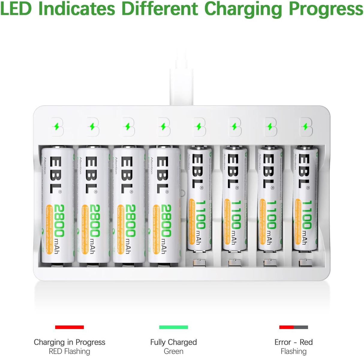 EBL adapter + 8 ədəd AA batareya (2800 mAh)