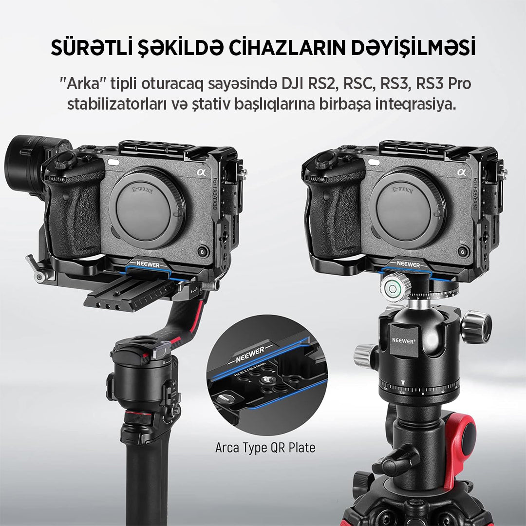 Neewer Sony FX3 / FX30 üçün kamera qəfəsi (HDMI tutacaq ilə birlikdə)