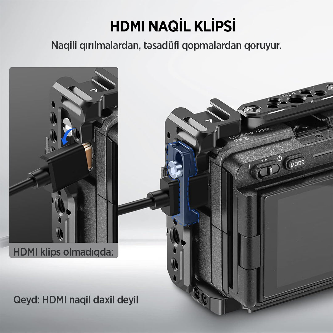 Neewer Sony FX3 / FX30 üçün kamera qəfəsi (HDMI tutacaq ilə birlikdə)
