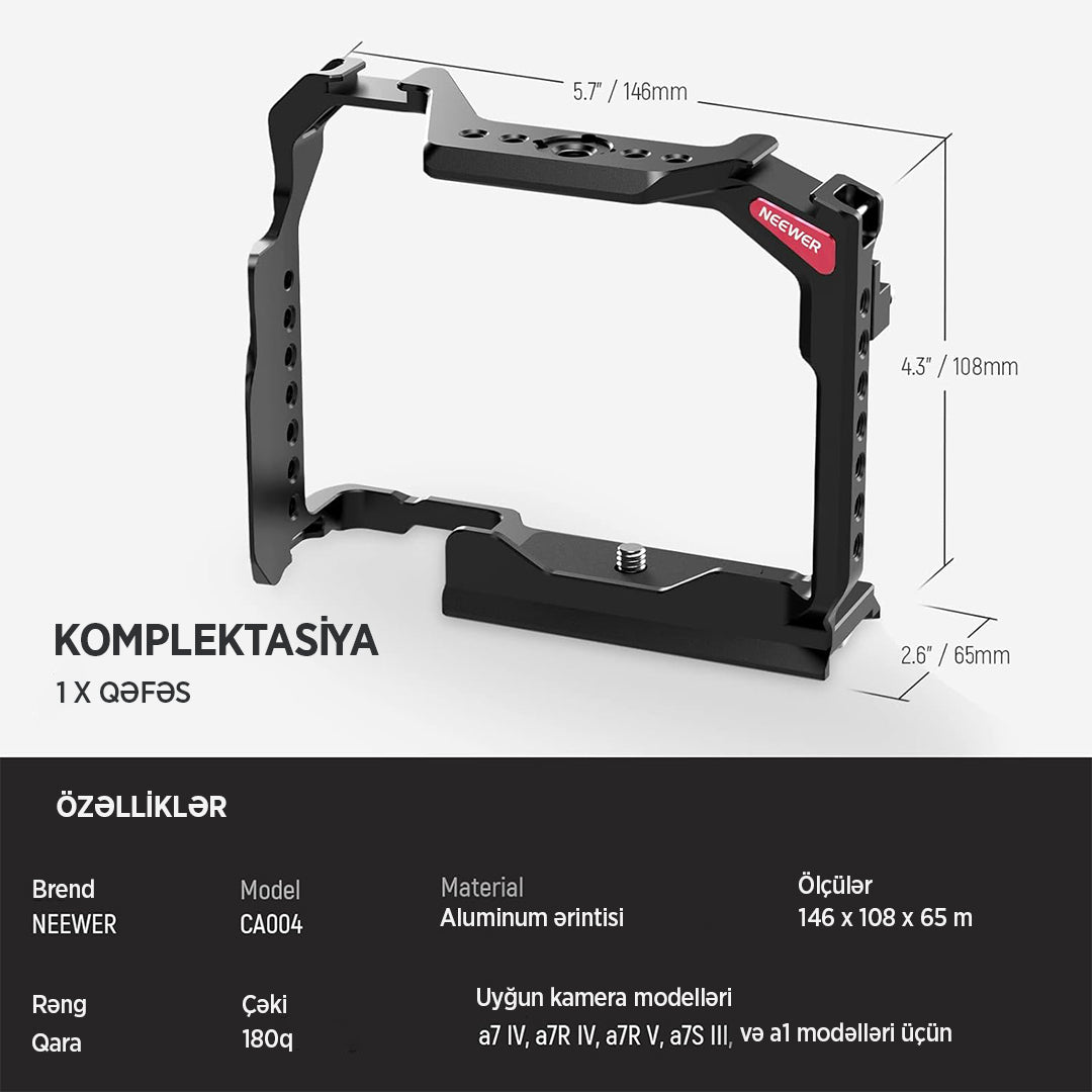 Neewer Sony A7RV / A7IV / A7RIV / A7SIII / A1 kamera qəfəsi