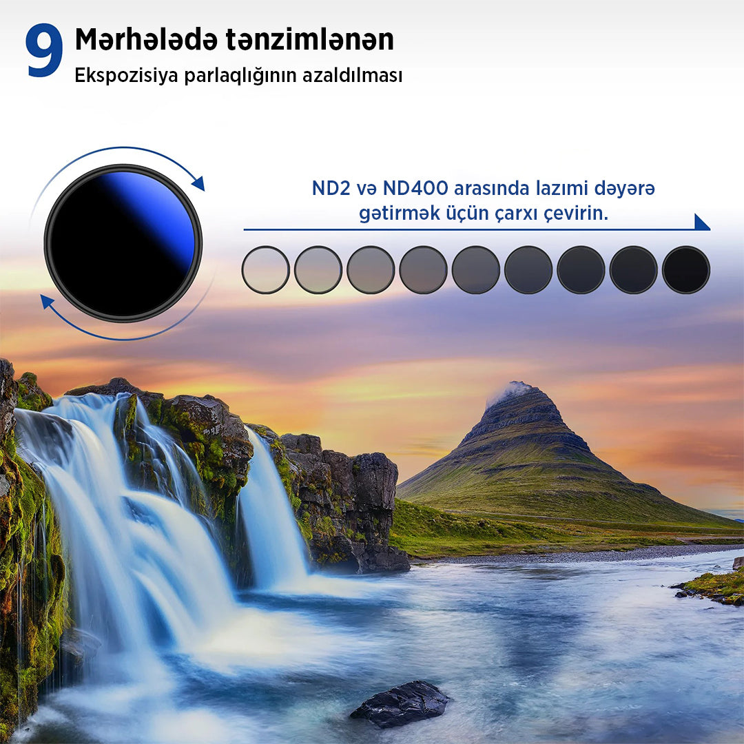 NEEWER dəyişkən ND filter (ND2-ND400)
