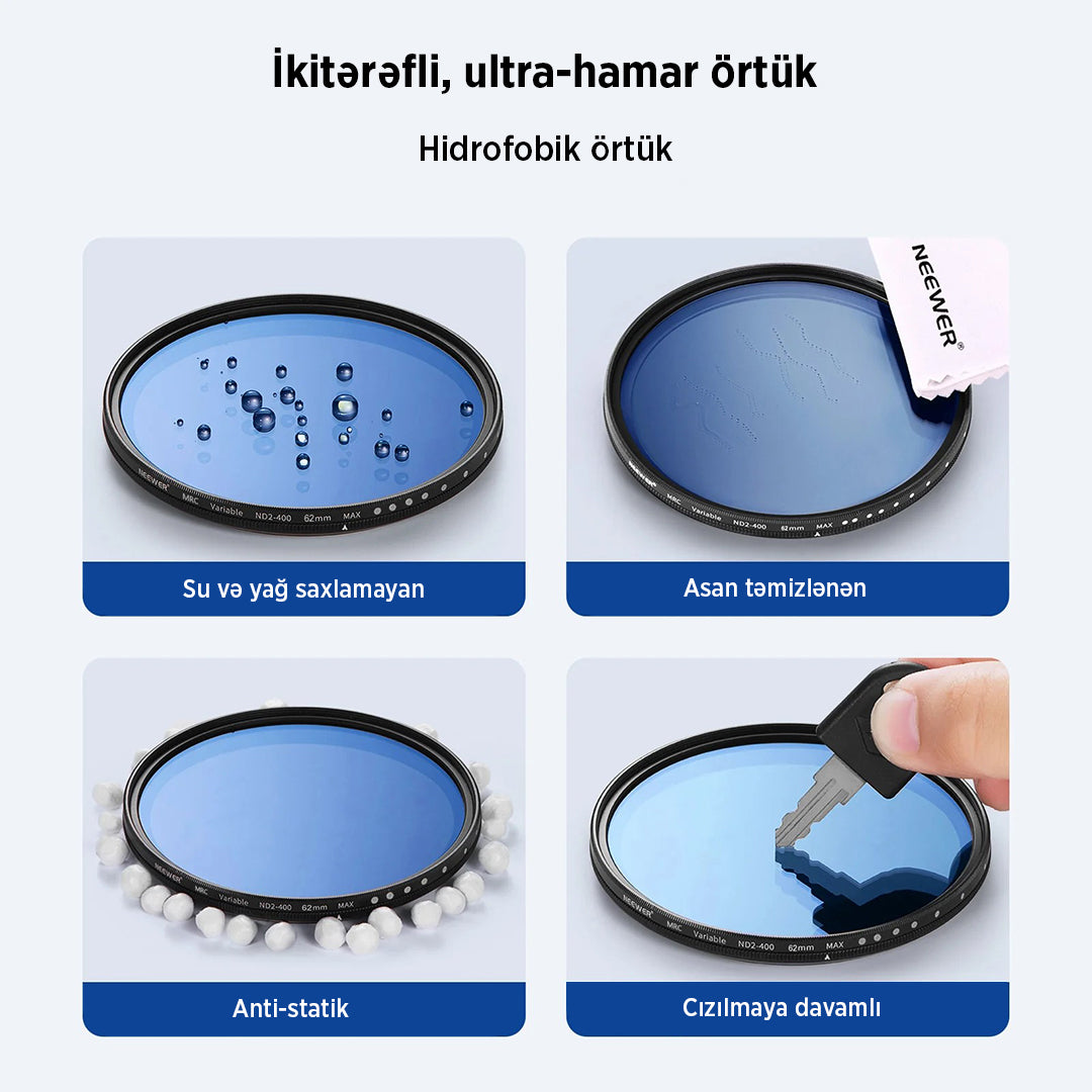 NEEWER dəyişkən ND filter (ND2-ND400)