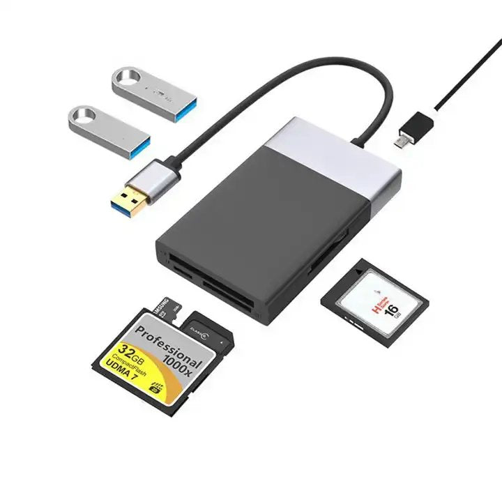 6-in-1 card reader + USB hub