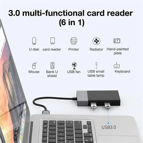 6-in-1 card reader + USB hub