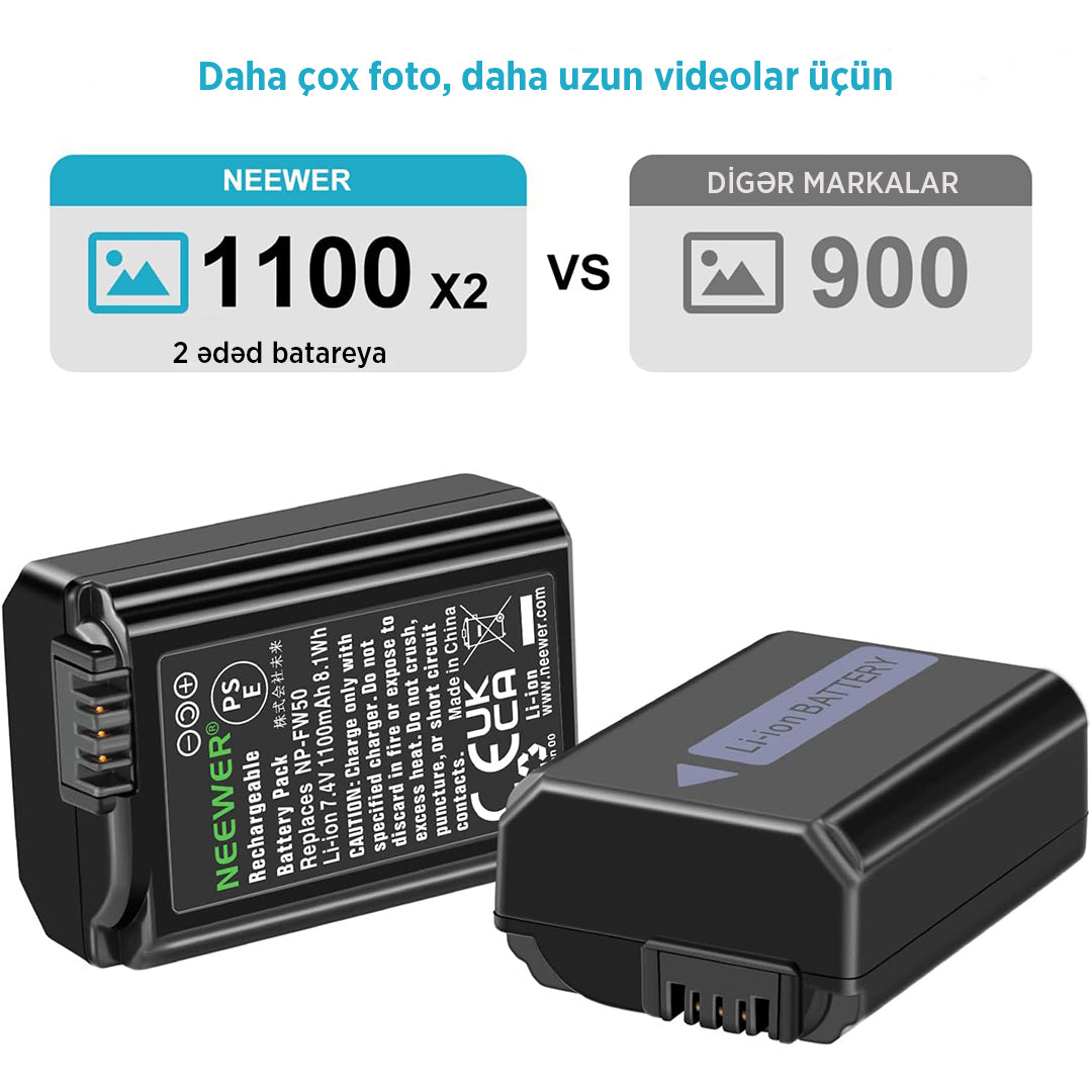 Neewer NP-FW50 batareya və adapter dəsti