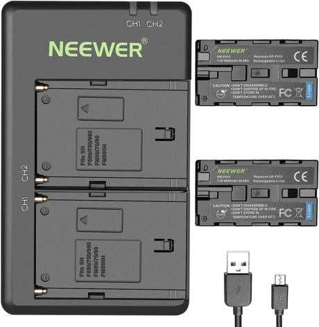 NEEWER NP-F970 ikili batareya və adapter dəsti