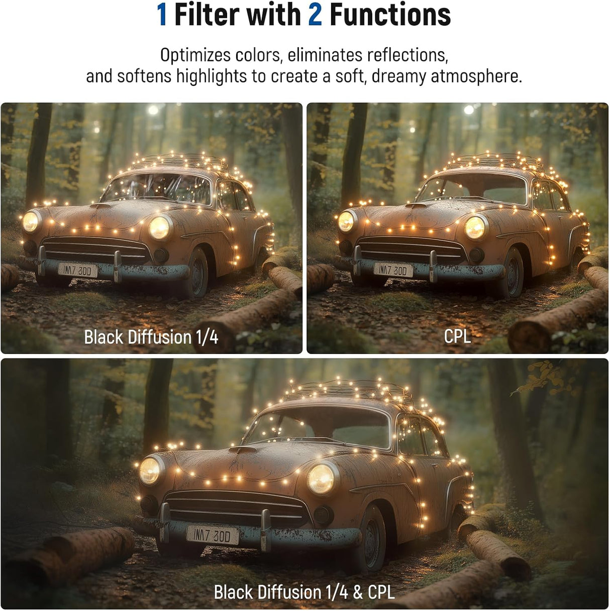 Iphone üçün NEEWER CPL & Black Mist Diffusion 1/4 Filter