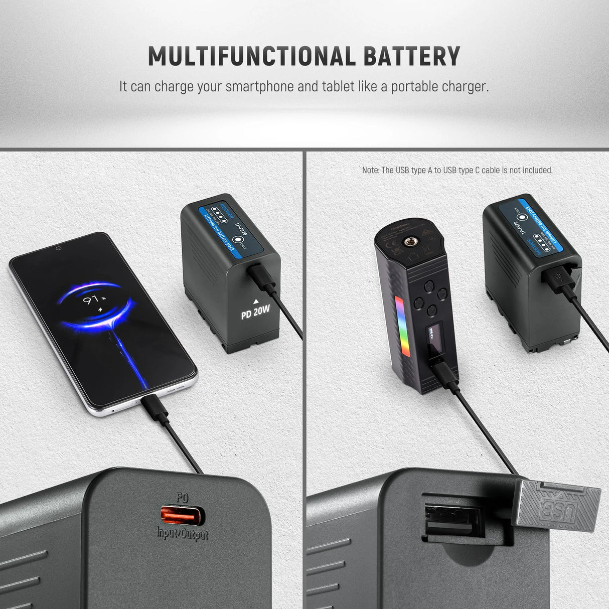 NEEWER NP-F970 7800mAh USB-C batareya (2 ədəd)