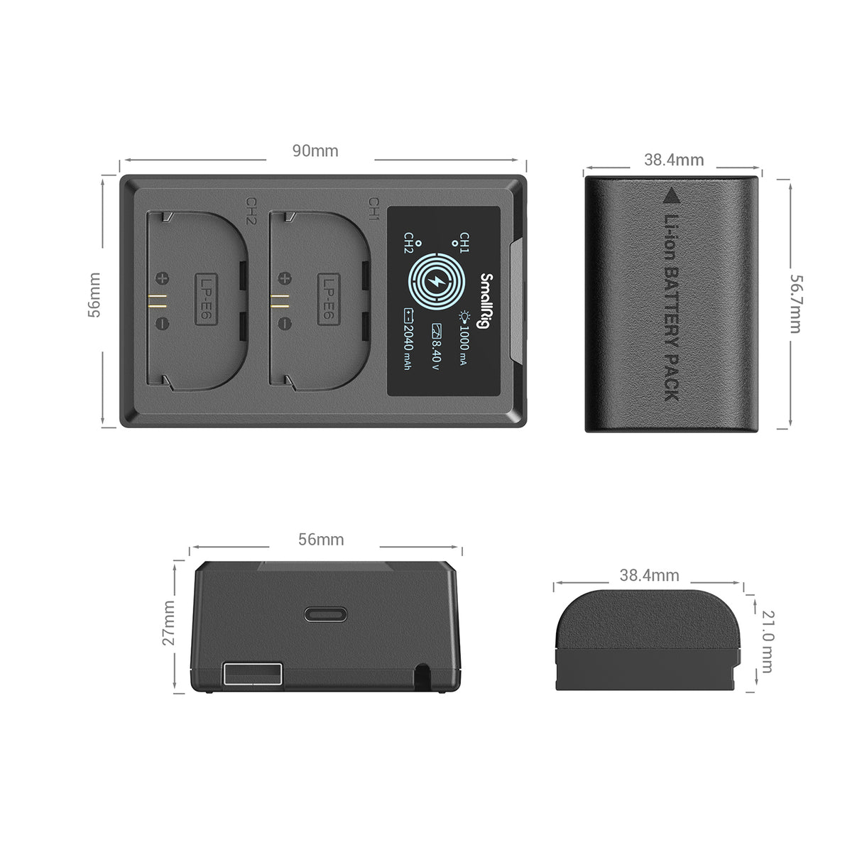 Smallrig LP-E6 batareya və adapter dəsti